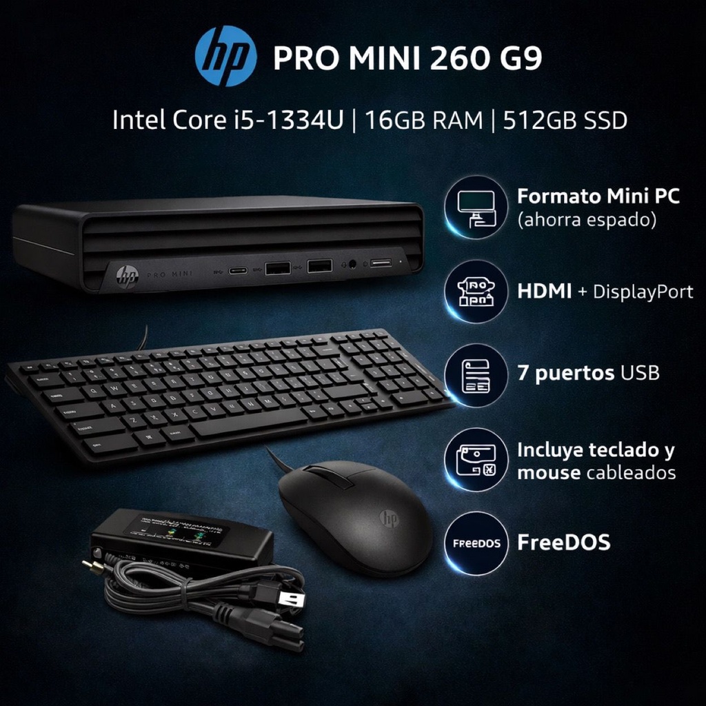 HP Pro Mini 260 G9 i51334U 16GB/512GB Desktop PC 
