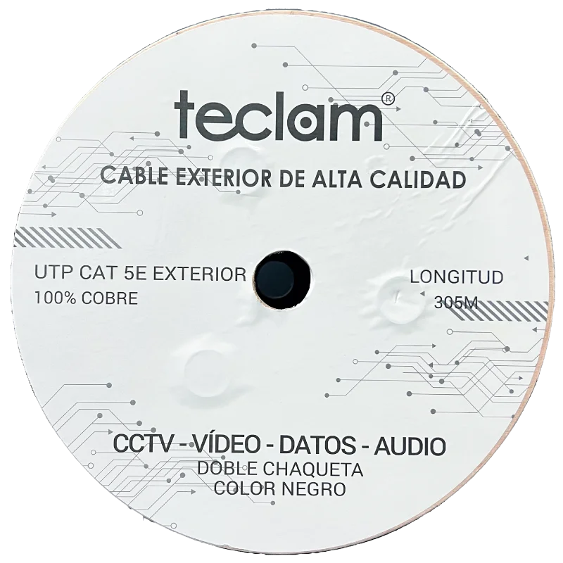 CABLE UTP EXTERIOR CAT5E 70% COBRE 30% AL NEGRO TECLAM